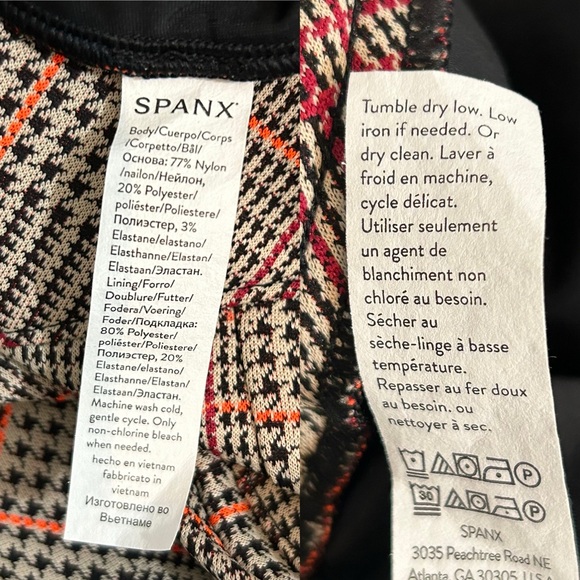 SPANX Pants Size XL Crop Perfect Kick Flare Orange Pop Plaid Ponte - Picture 8 of 9